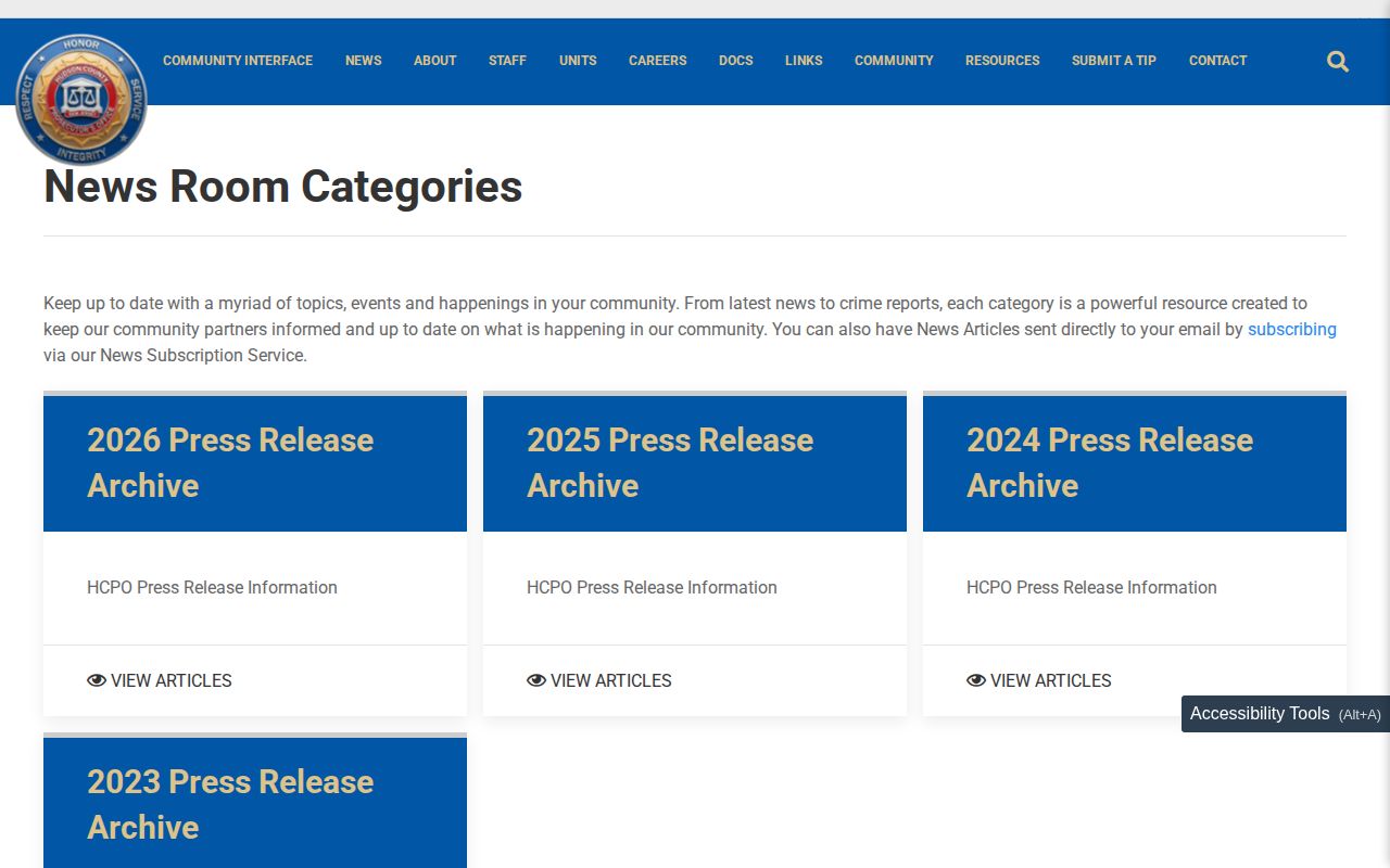 Hudson County crime-record source showing the Hudson County Prosecutor's Office news archive