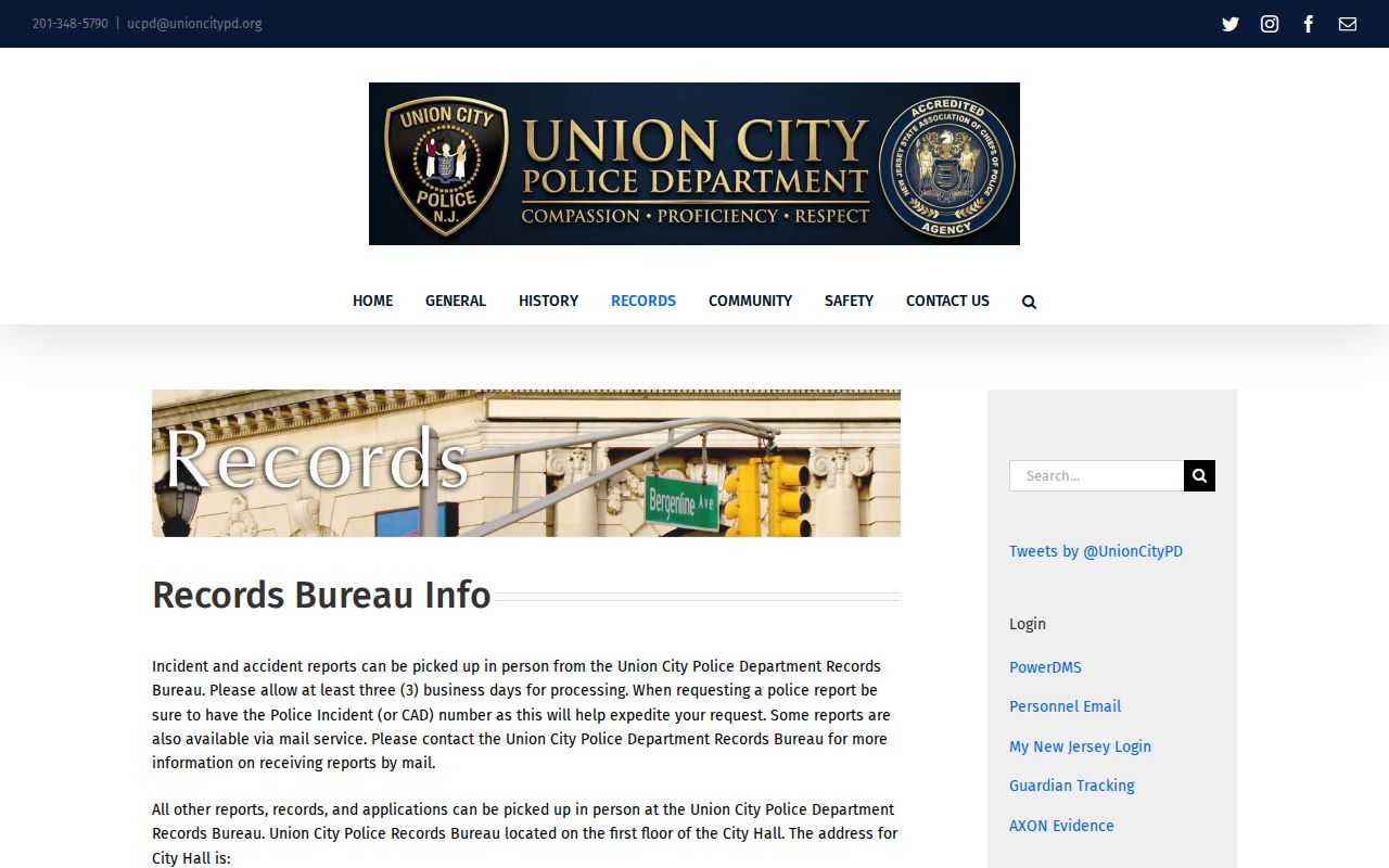 Hudson County Union City Police arrest-records source